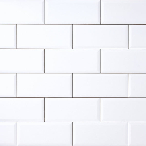 Timeless Ice White 4x10 Beveled Ceramic Tile Glossy – Tilezz