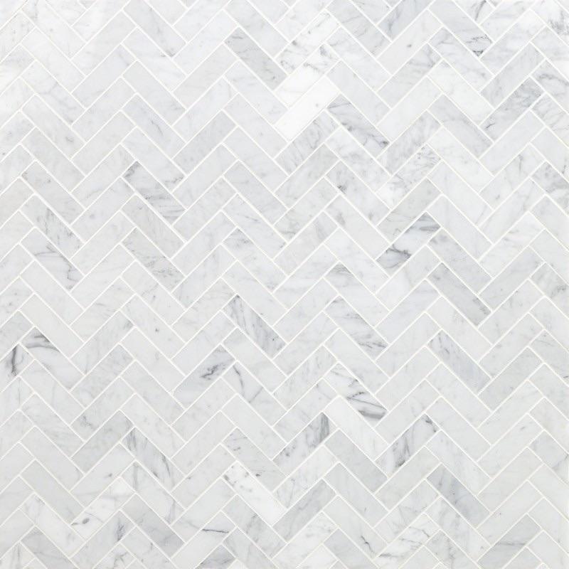 Carrara White Herringbone 1X3 Mosaic Polished/Honed – Tilezz