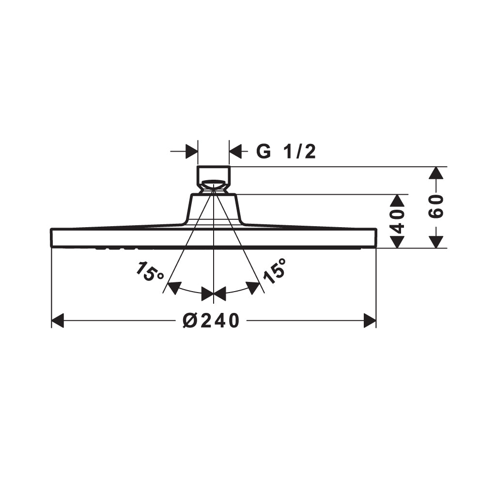 bản vẽ kỹ thuật Trọn bộ sen đầu gắn tường Raindance Crometta S 589.54.506