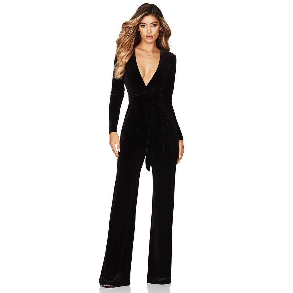 Nookie Vamp Velvet Jumpsuit Black for Hire | VESTRR – Vestrr