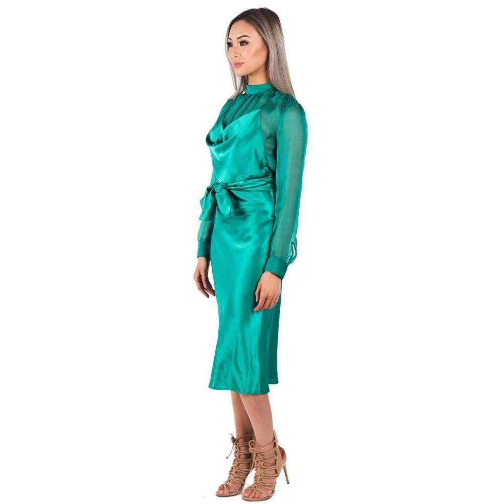 Yeojin Bae Silk Satin Emily Dress Emerald for Hire | VESTRR – Vestrr