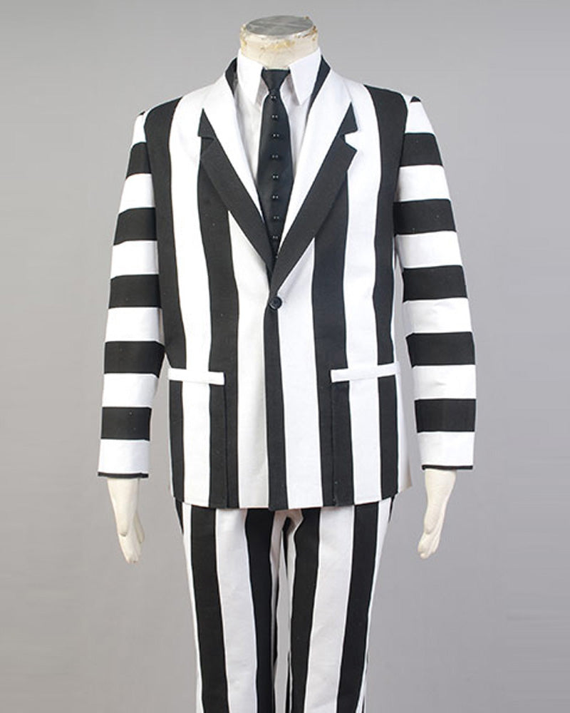 Beetlejuice Fancy Suit Costume White Black Full Set Uniform – Auscosplay