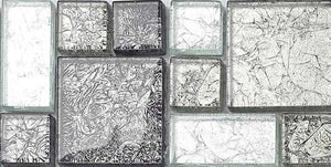 Sample of Black & Silver Foil Glass Modular Mix Mosaic Tiles (MT0044)