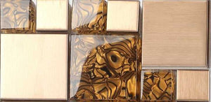 Amber Glass & Brushed Copper Effect Stainless Steel Mosaic Tiles (MT0087)