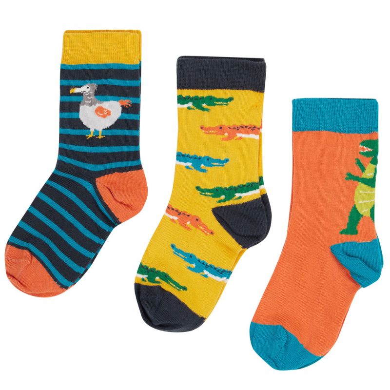 Frugi Baby/Toddler Grippy Socks - 2 Pack - Whale/Dino - Scandi Down Under