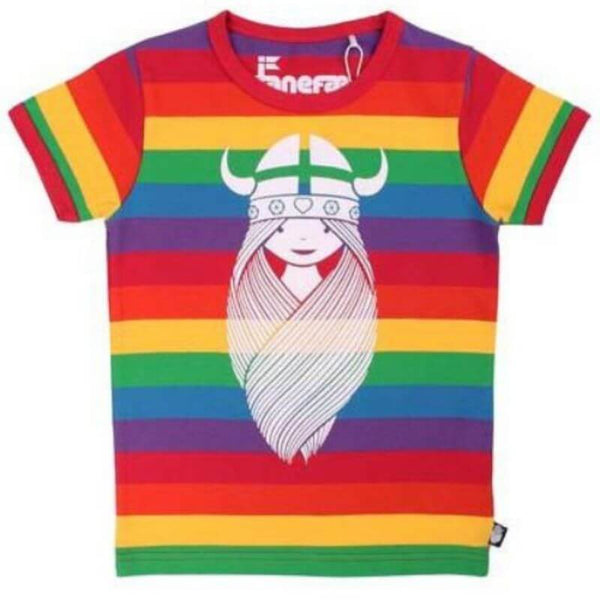 Afvigelse lade mål Danefae Freja the Viking Kids T-Shirt - Rainbow Stripes - Scandi Down Under