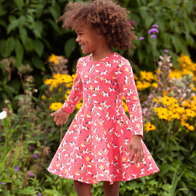 15% off- Frugi Sarah Fjord H Scandi Slub Under Green - - Dress Short Skater Down Sleeve 