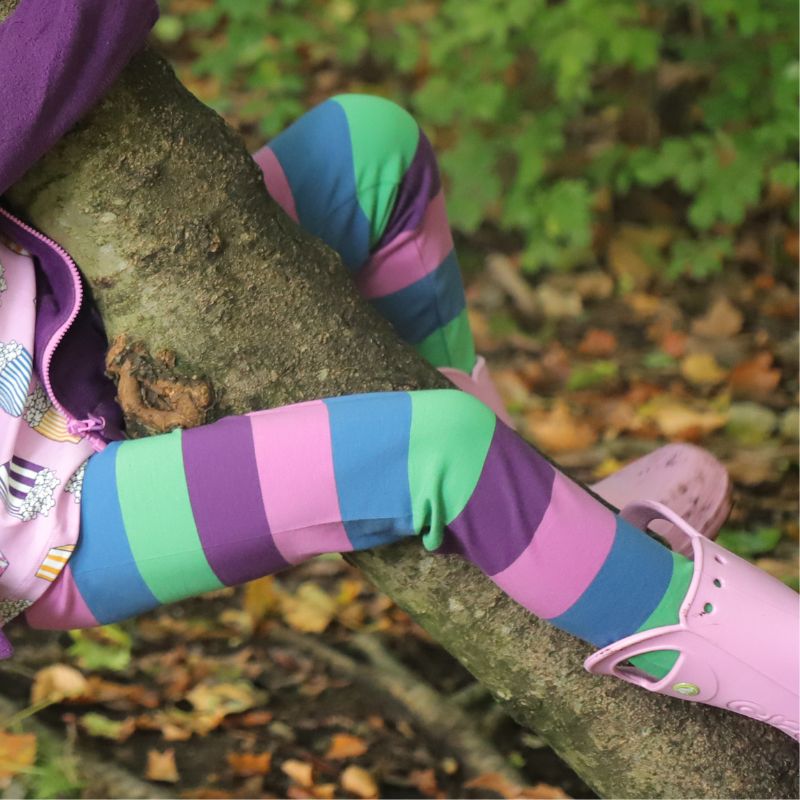 Leggings Down Kids Purple/Fuchsia Pink - - 2 Striped Scandi (Only Plum Villervalla Under l