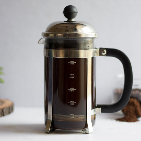 InstaCuppa French Press Coffee Maker with Measurement Markings On Glass Carafe