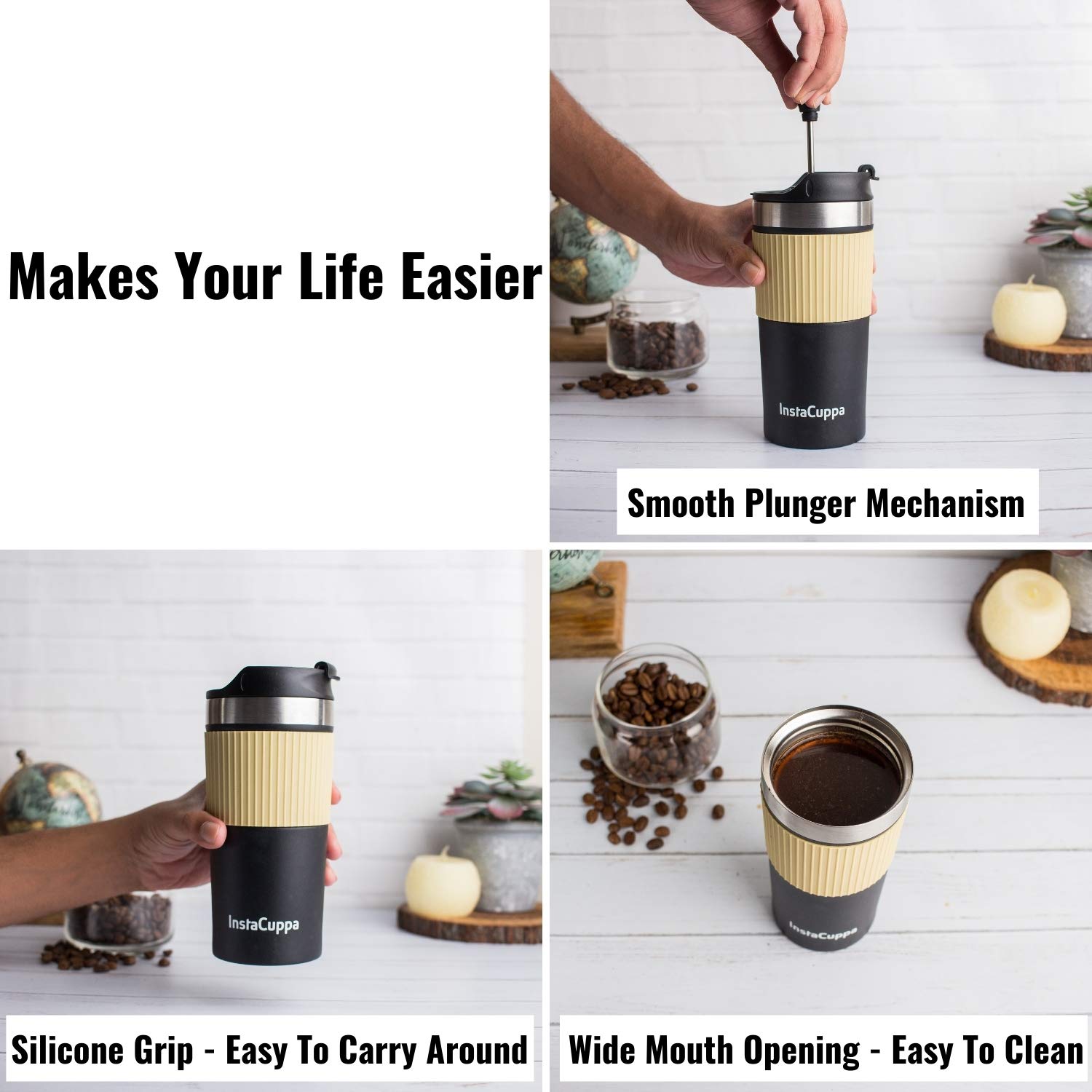 instacuppa french press travel mug