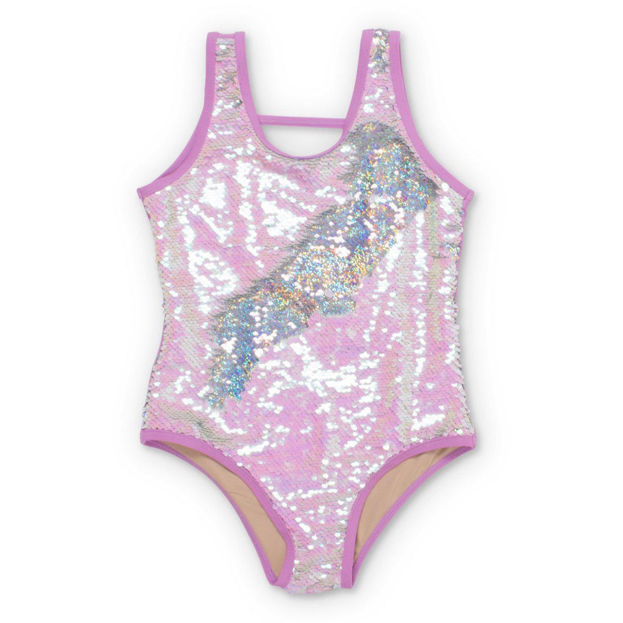 Shade Critters Pink/Silver Flippable Sequins Scoop Swimsuit | Eden ...
