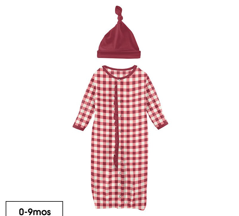 Bamboo Ruffle Layette Gown Set - Scarlet