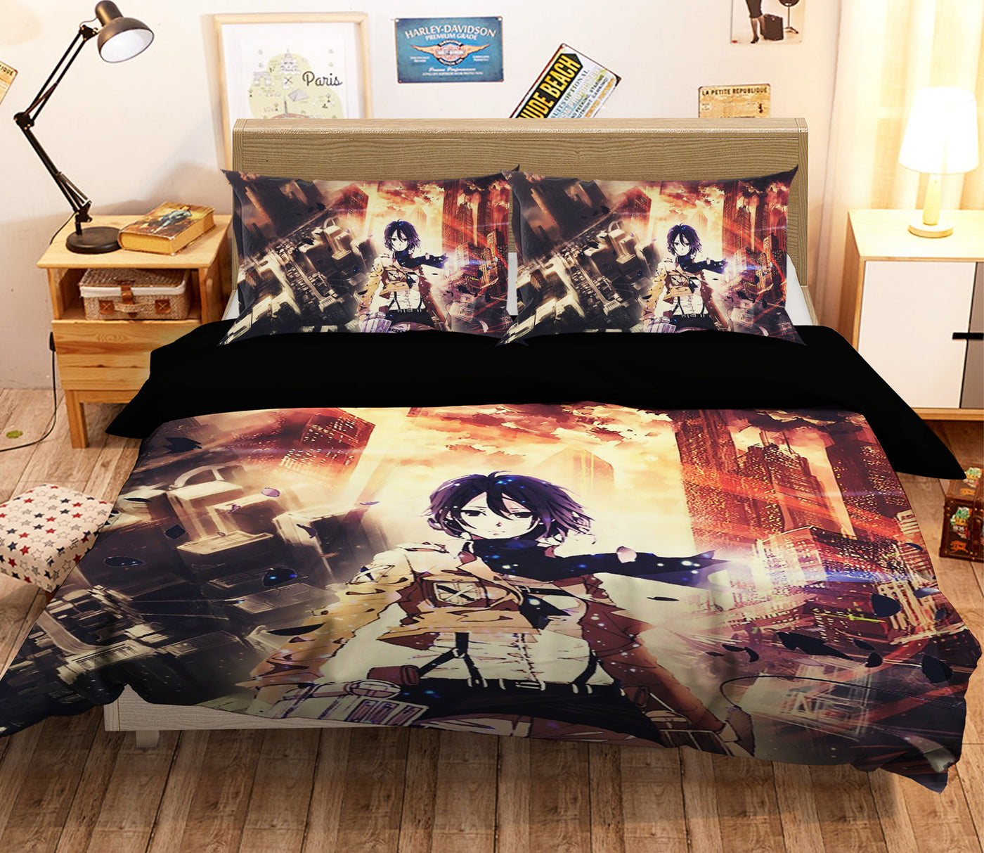 3d Attack On Titan 1899 Anime Bed Pillowcases Duvet Cover Quilt