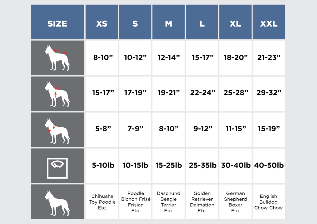 Dog Life Vest Size Chart