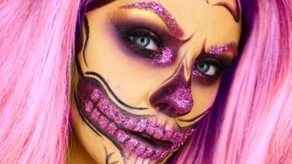 glitter skull makeup Halloween Costume Tutorial