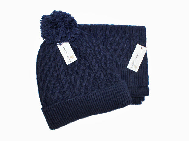 Men's Classic Navy Cable Knit Beanie