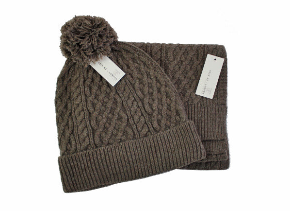 Men's Classic Brown Cable Knit Beanie