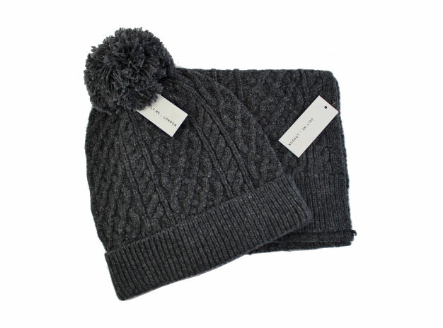 Men's Classic Charcoal Grey Cable Knit Beanie