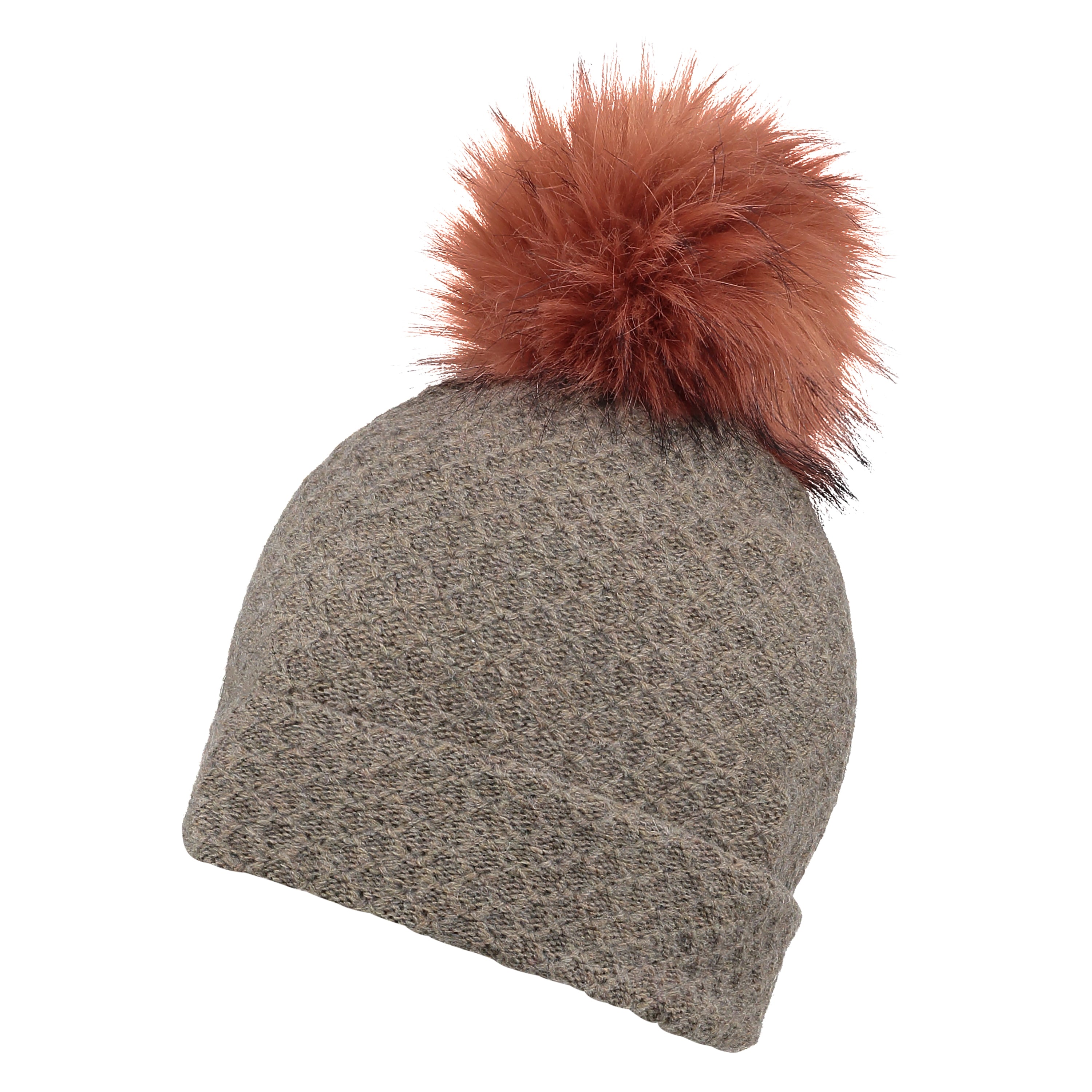 Premium Pink Faux Fur Pom Beanie Hat