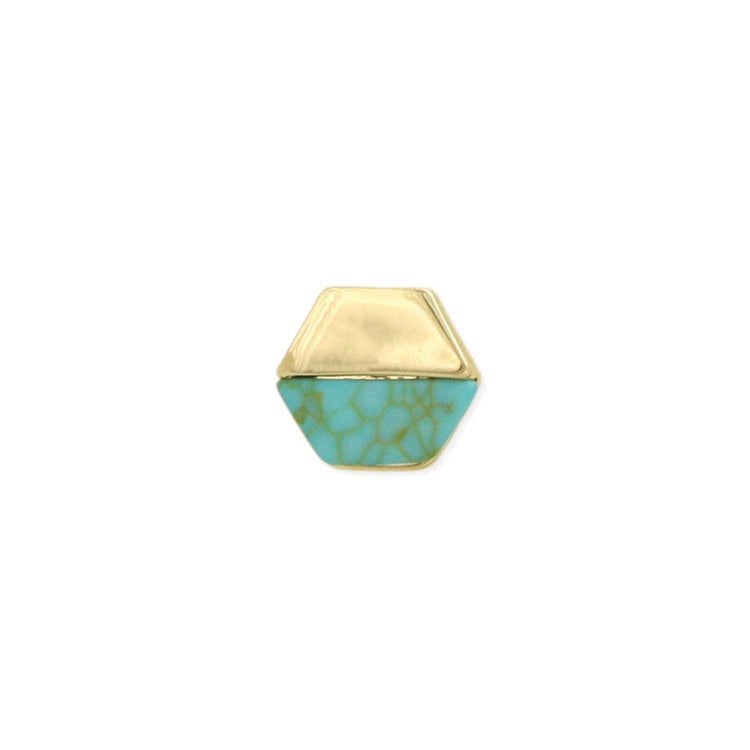 Marbled Elegance Turquoise Gold Post Earrings