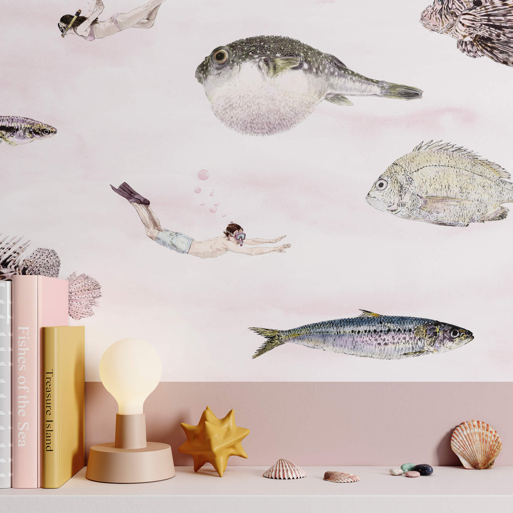 Sian Zeng peixe papel de parede em rosa