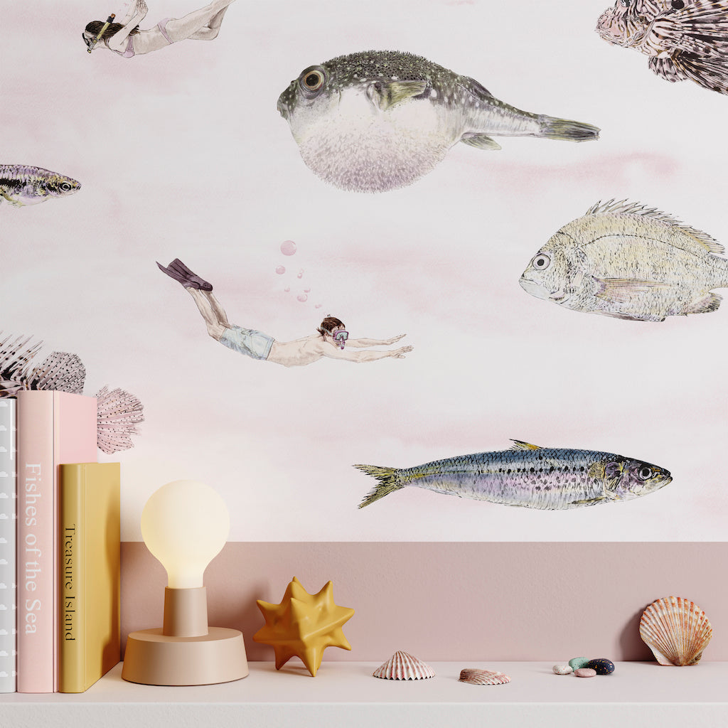 Sian Zeng Classic Fish Wallpaper en rose