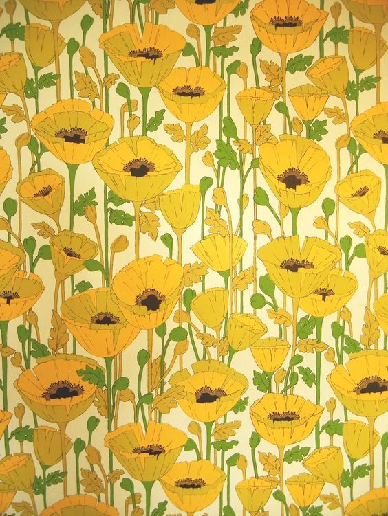 Papel de parede floral de 1960 de Pinterest