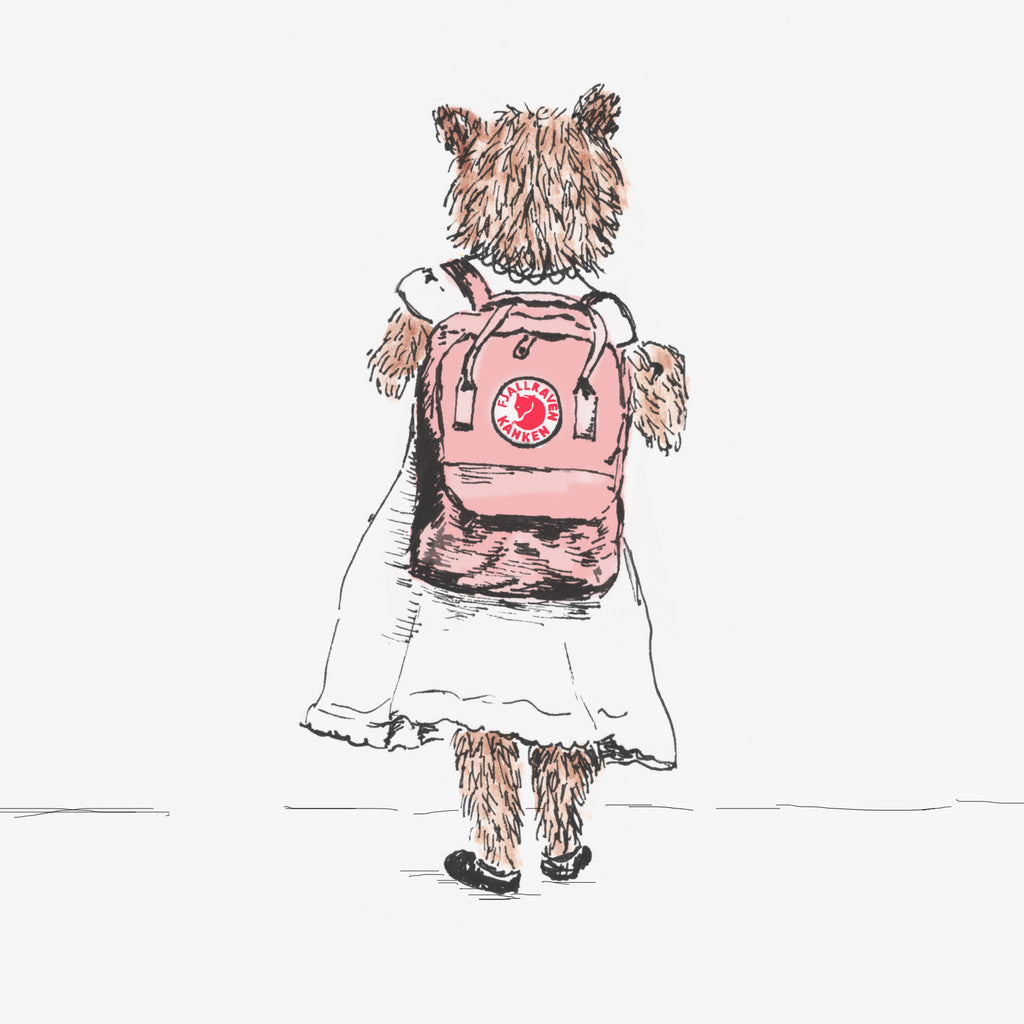 Sian Zeng's girl bear is heading back to school with her Fjallraven Kannen backpack in tow.