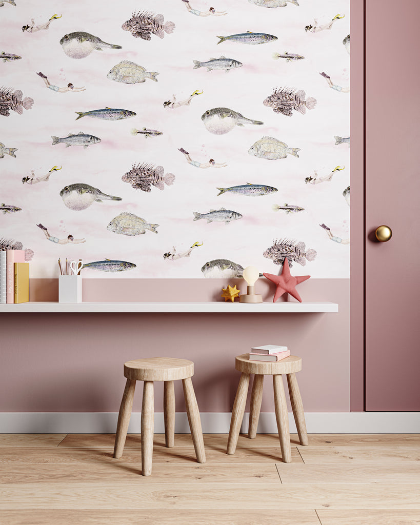 Sian Zeng Fish Wallpaper in Pink