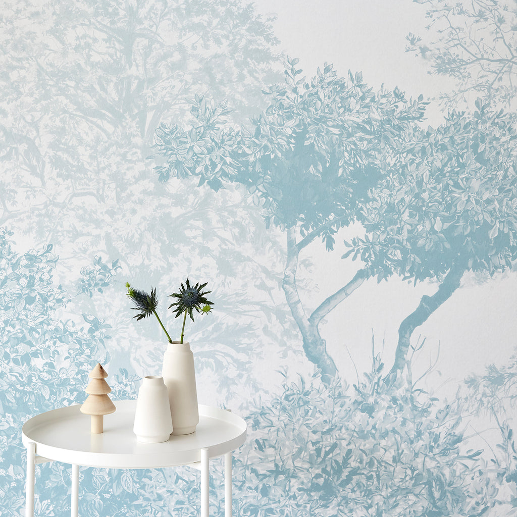 Sian Zeng Hua träd väggmålning tapeter i blått