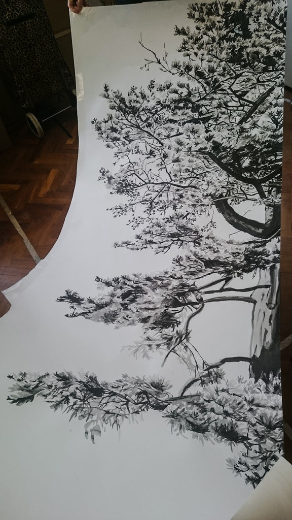 Hua Trees original artwork cut up for the scanner
