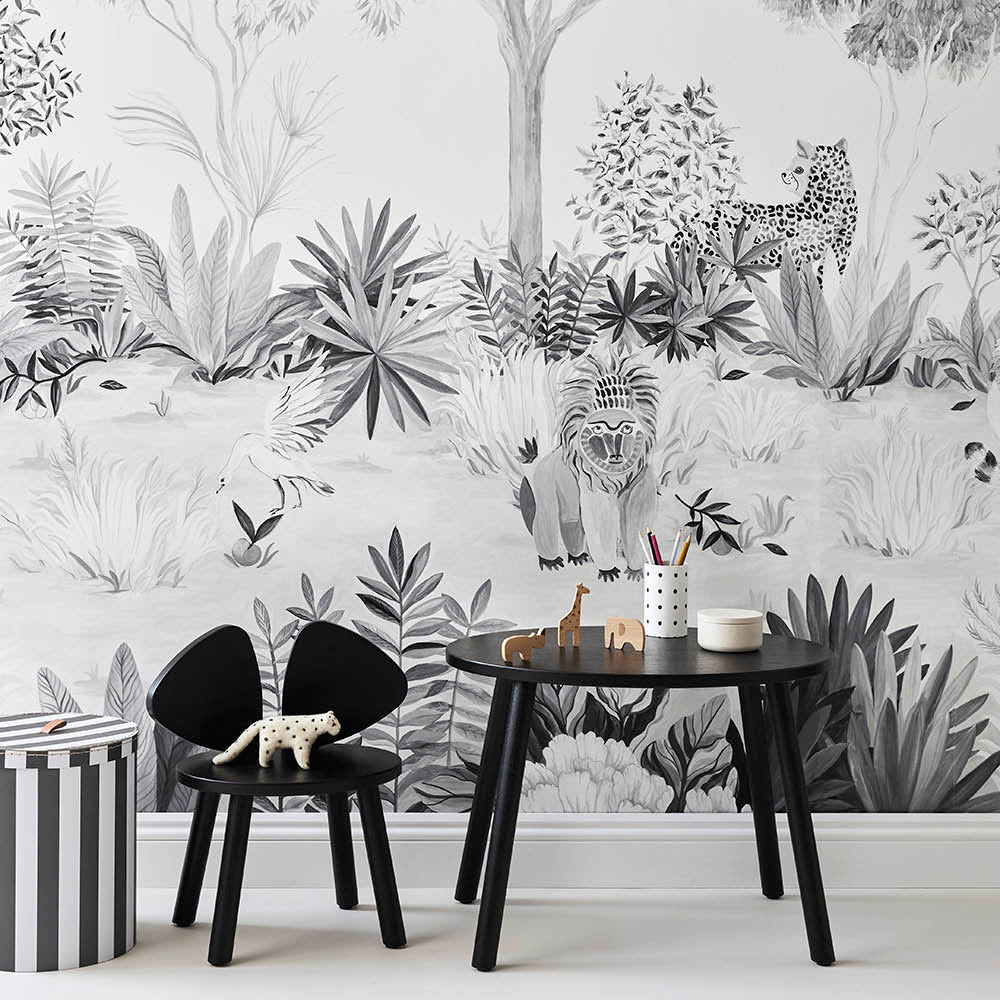 Jungle Mural Wallpaper - Grey – Sian Zeng
