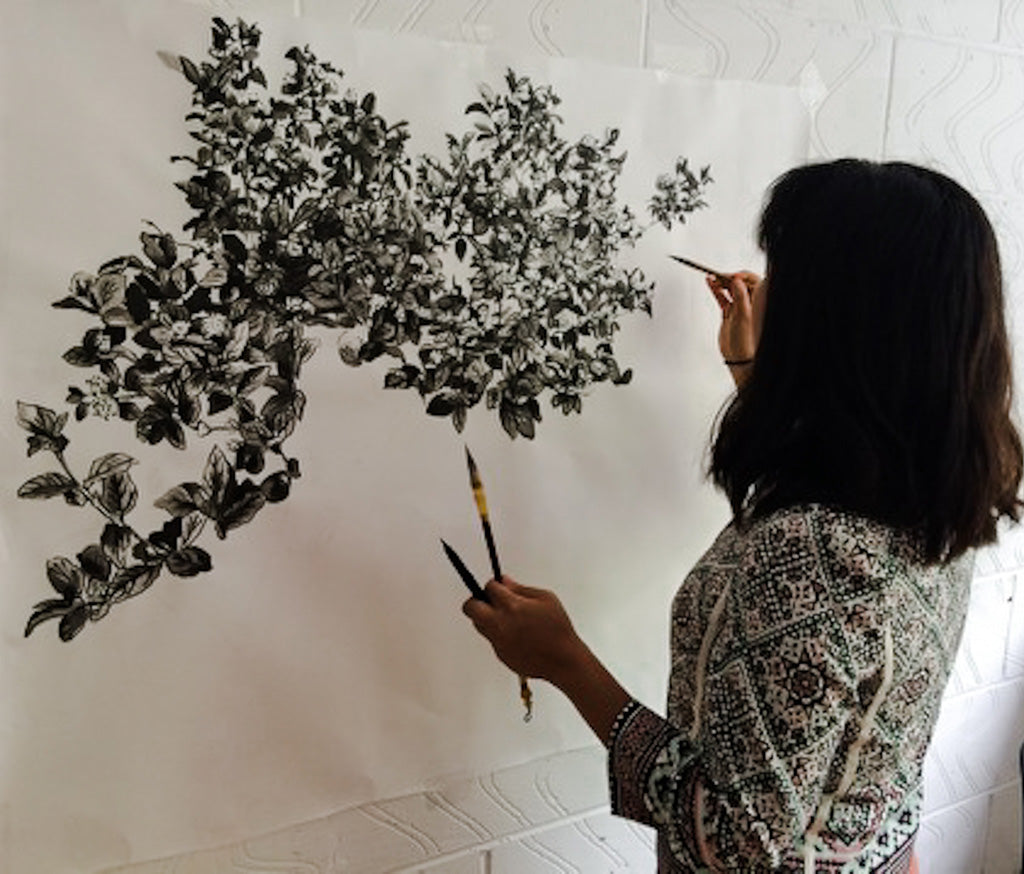Sian Zeng painting Hua Trees photo by Rachael Macrae