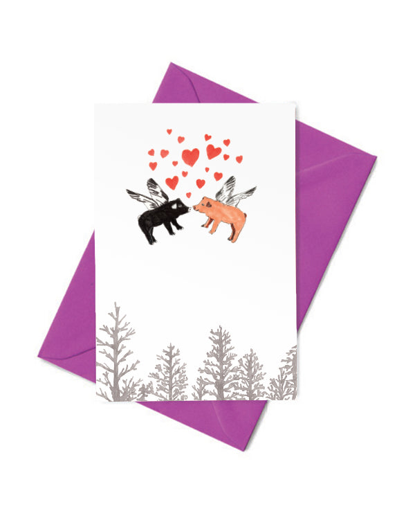 Kissing Pigs Card