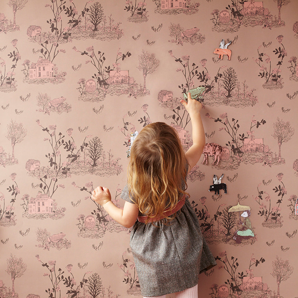 Sian Zeng Woodlands Classic Wallpaper in Brown Pink