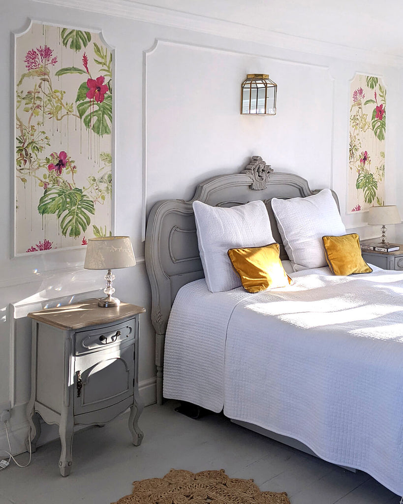 Wild Rain Wallpaper by Sian Zeng used for bedroom accent wall
