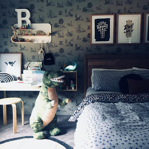 grey dinosaur bedroom