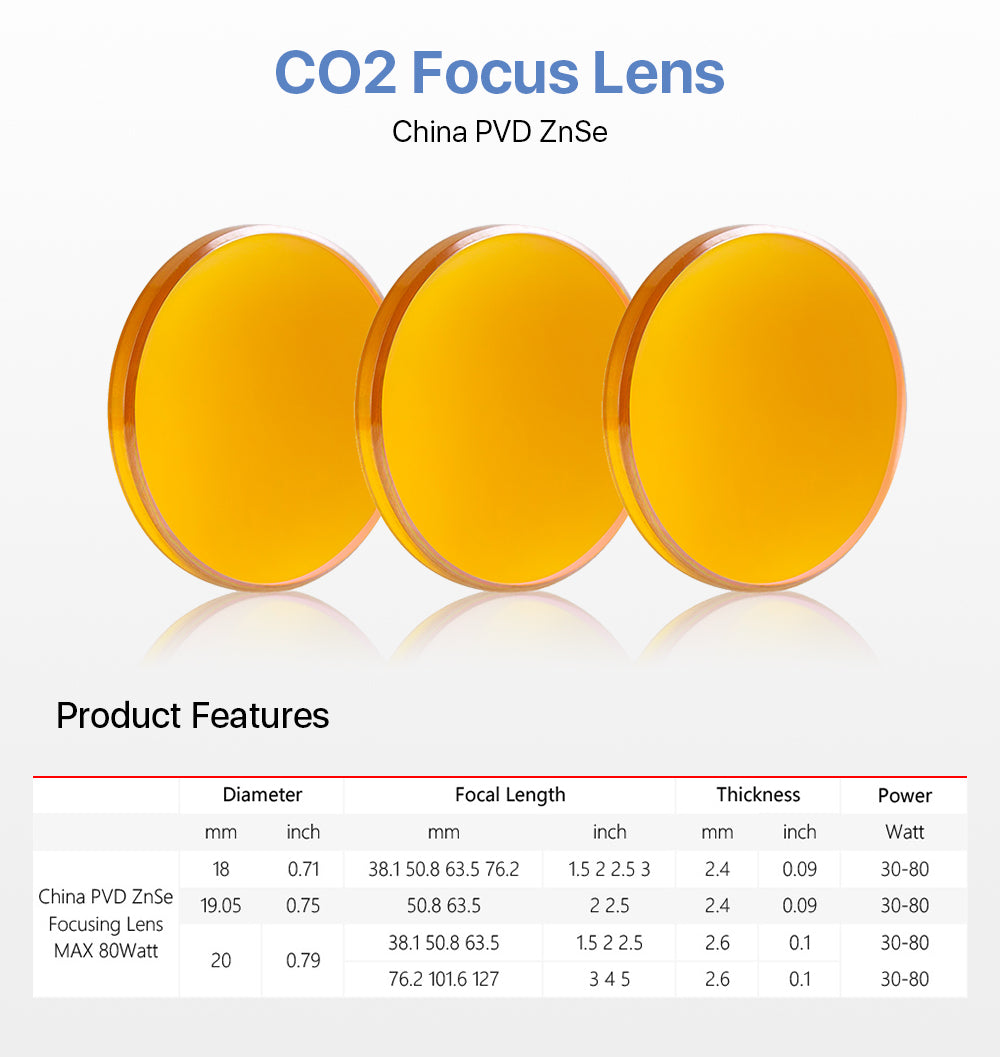 Cloudray CO2 Laser China PVD ZnSe Focus Lens Sale In Bulk