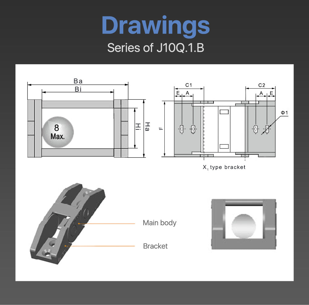 J10Q.1.B Bridge Type Non-Opening Cable Drag Chains