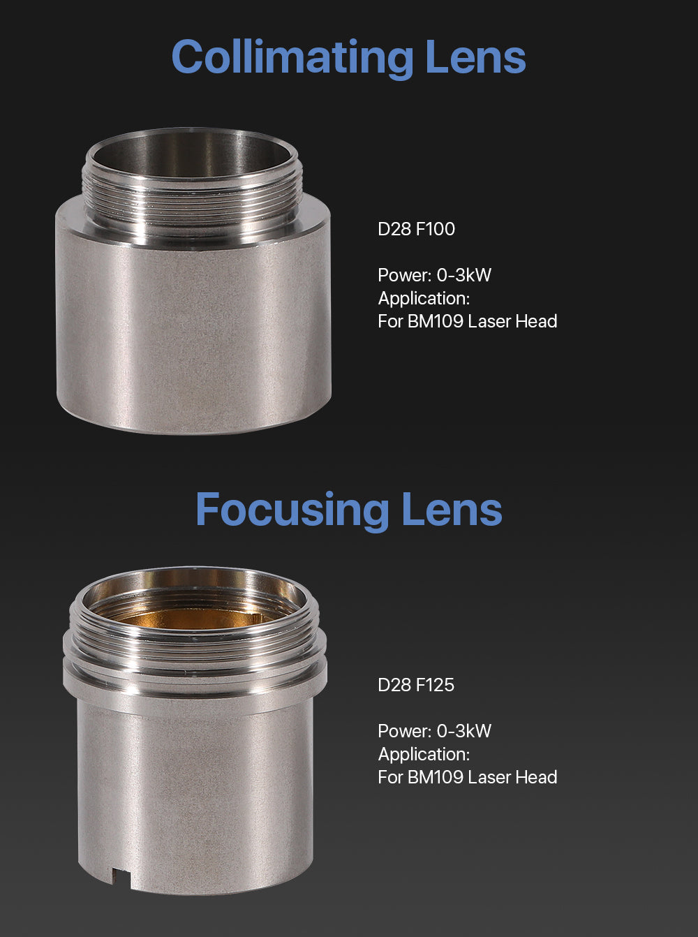 Cloudray Focusing & Collimating Lens With Lens Tube For Raytools BM109