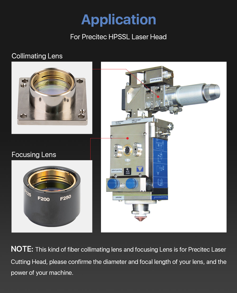 Cloudray Collimating & Focusing Lens For Precitec HPSSL Laser Cutting Head