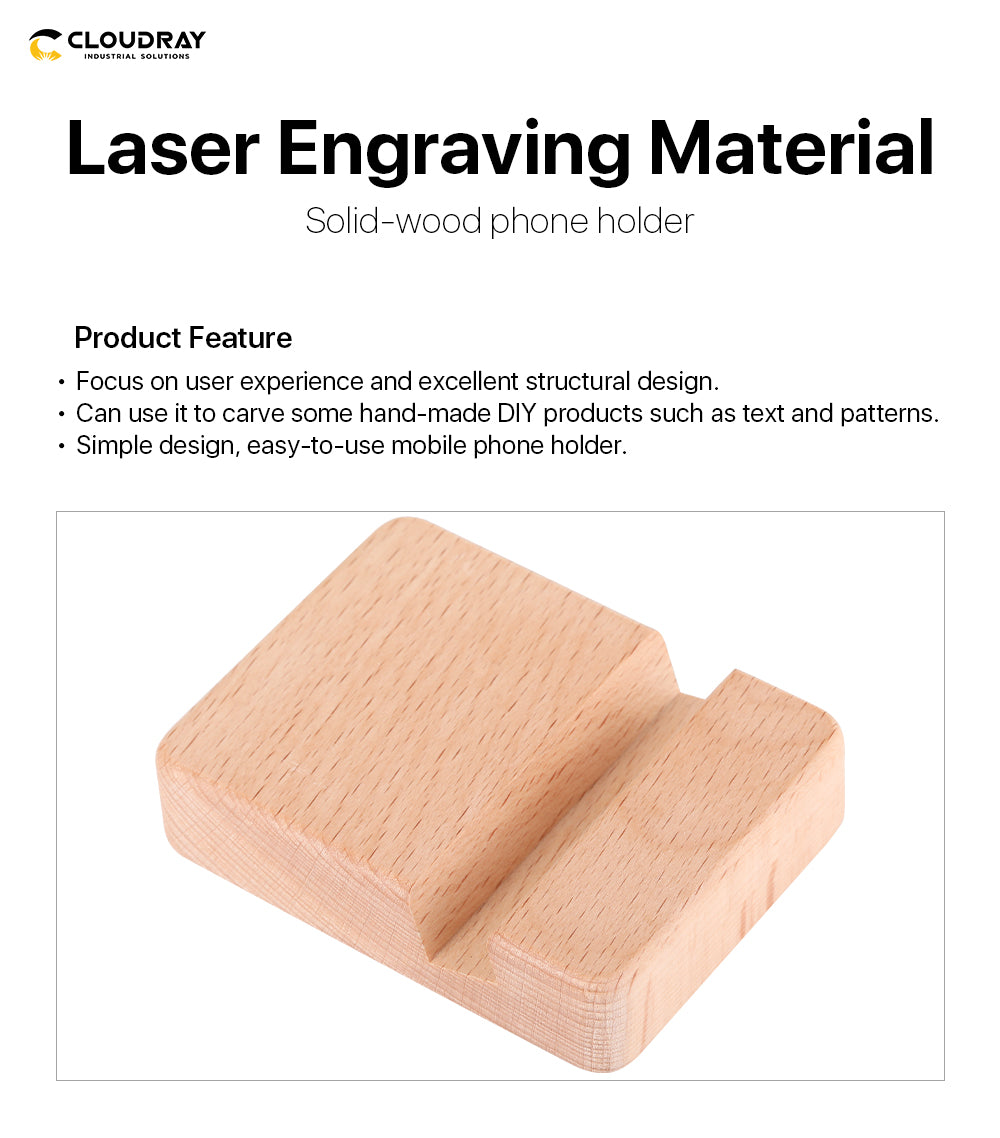 Cloudray Laser Engraving Material Solild-wood Phone Holder 8*6cm DIY  Material for Co2 Laser Marking & Engraving Machine