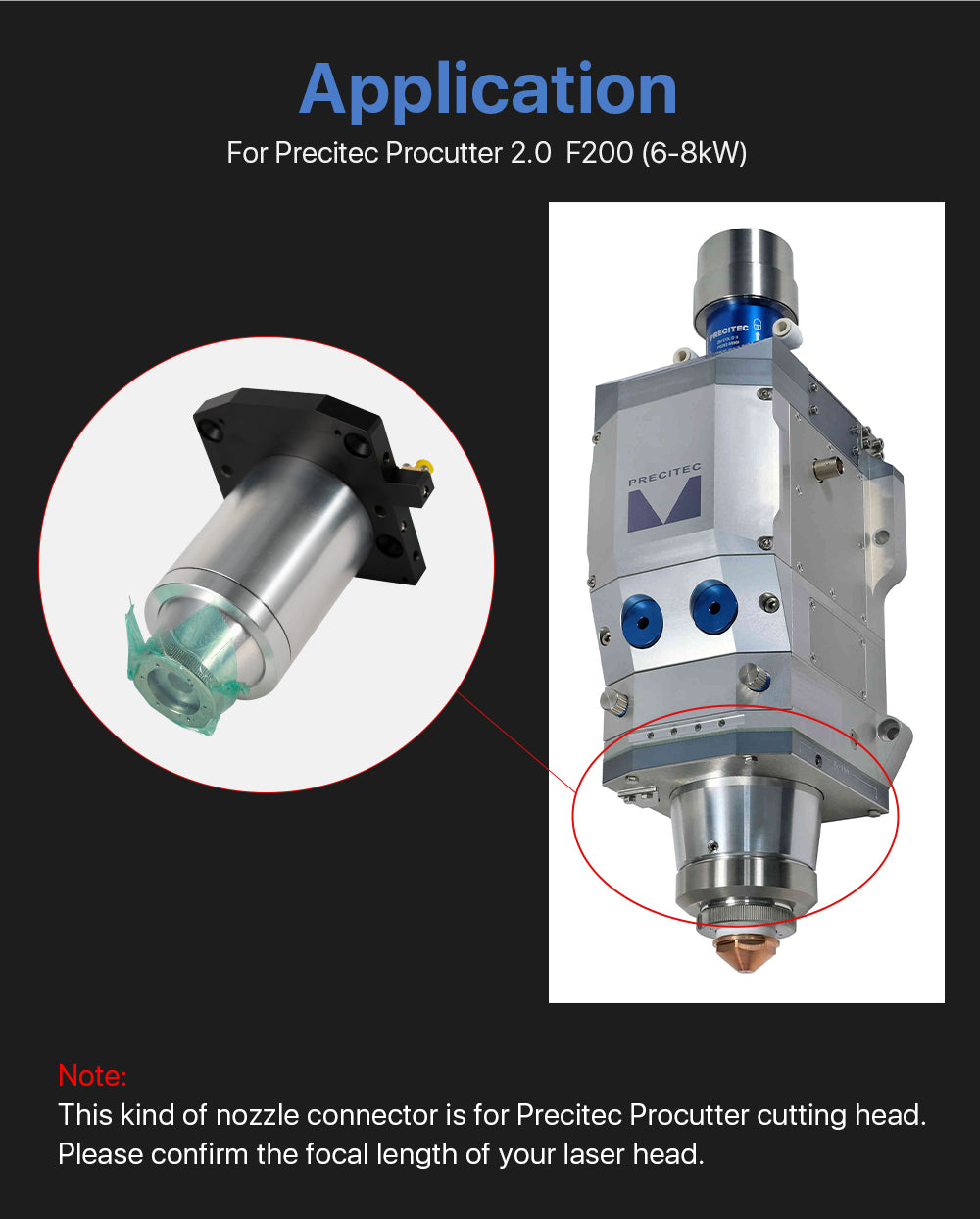 Cloudray Nozzle Connector For Precitec ProCutter ECO F200