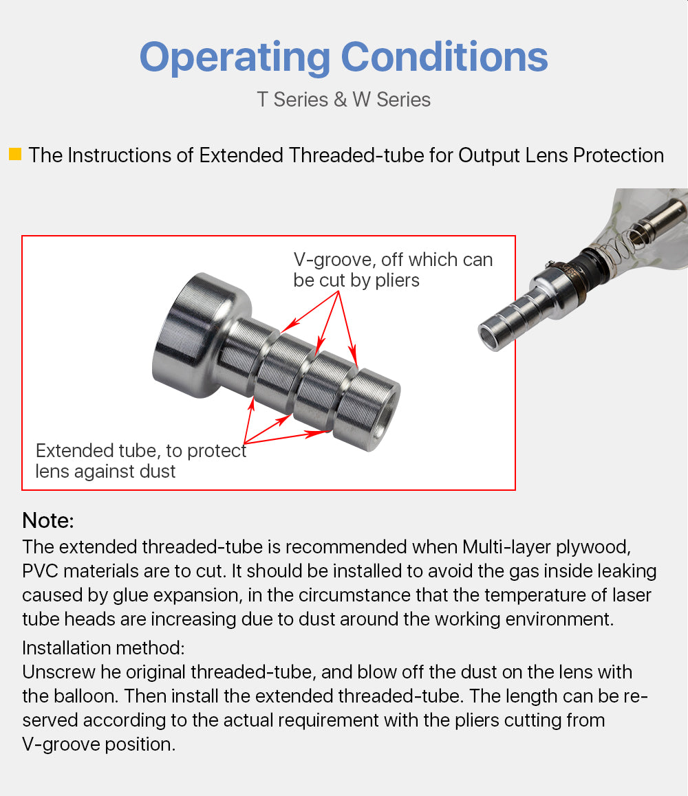 RECI W & T Series CO2 Laser Tube