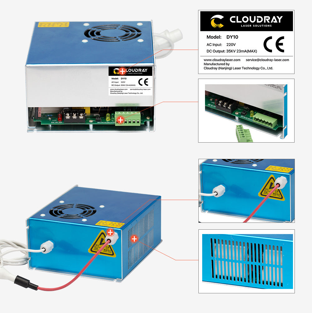 Cloudray Bundle For Sale 90W RECI Co2 Laser Tube + 110/220V Laser Power Supply