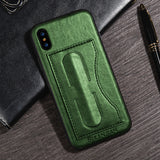 Card Slot PU Leather Kickstand Magnetic Case Cover for iPhone X