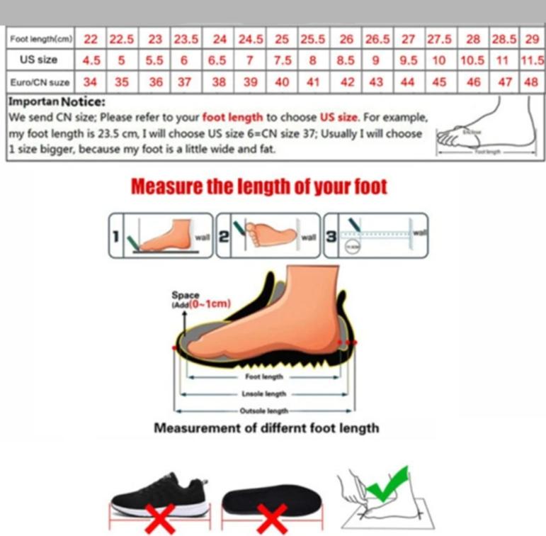 running shoes measurement