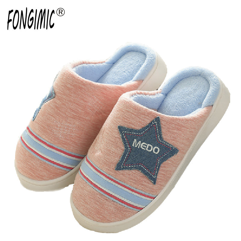 Fongimic Winter Slippers Men Women Cotton Shoes Family Expenses Warm Couple Slippers Comfortable Bedroom Soft Slippers