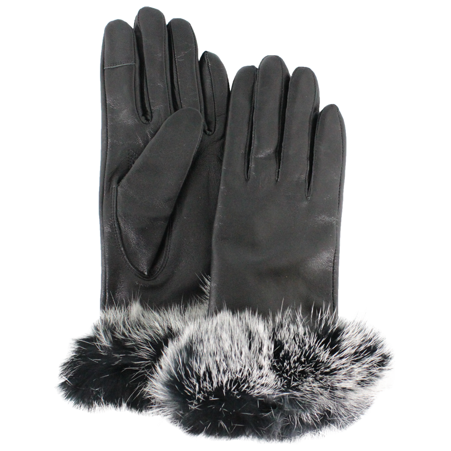 women's fur trimmed leather gloves