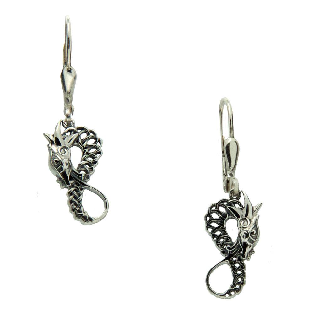 Keith Jack Jewelry-Dragon Leverback Earrings, Sterling Silver